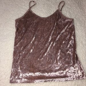 Rose gold/pink crushed velvet tank top
